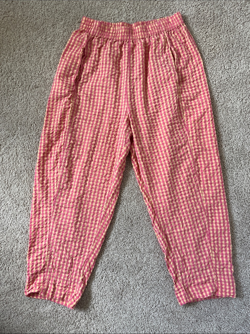 Free People Preppy Gingham Wide-Leg Pants Pink Combo - Picture 4 of 6